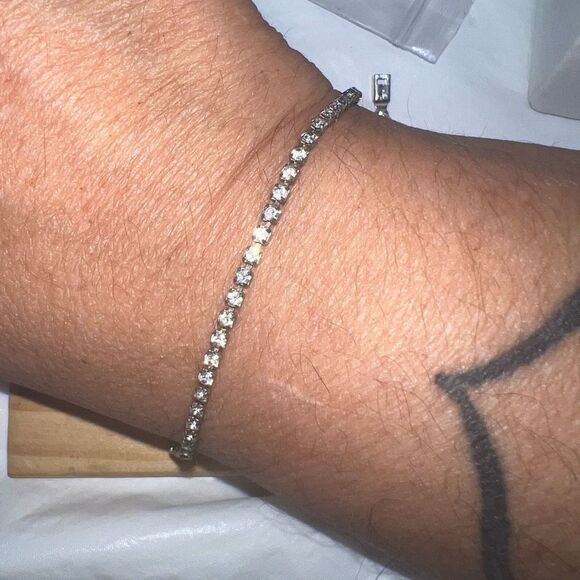 Vintage Prong Set Rhinestone Tennis Bracelet - Picture 3 of 6